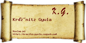 Kránitz Gyula névjegykártya