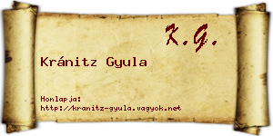 Kránitz Gyula névjegykártya